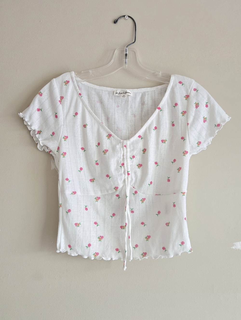 For Love And Lemons Blossom Pointelle Matching Set Pajama Top & Shorts White XS - Picture 4 of 16